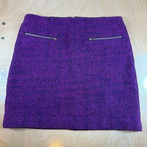Ann Taylor LOFT Orchid Purple Herringbone Tweed Skirt Size 8